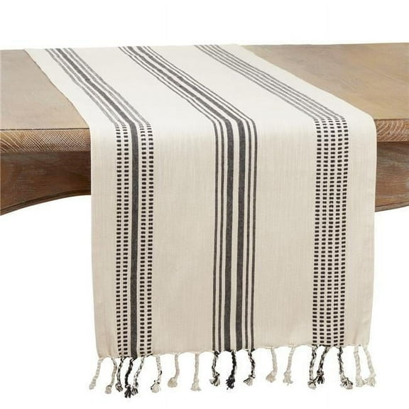 16 x 120 in. Striped Oblong Table Runner, Black