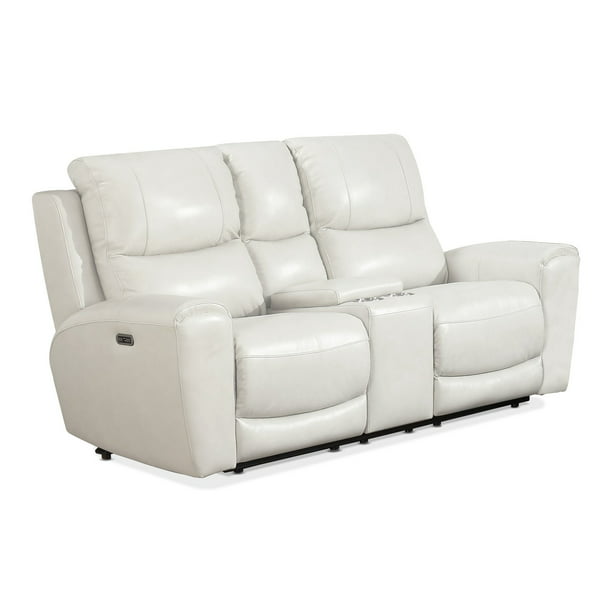 Power Reclining Console Loveseat, Leather Reclining Console Sofa