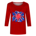thumbnail image 4 of Fiudx Ofertas Flash Artículos En Oferta Blusas de Manga 3/4 para Mujer, Camisa con Estampado Vintage, Informal, Manga 3/4, Cuello Redondo, Blusa Estilo Túnica Boho, 4 of 4