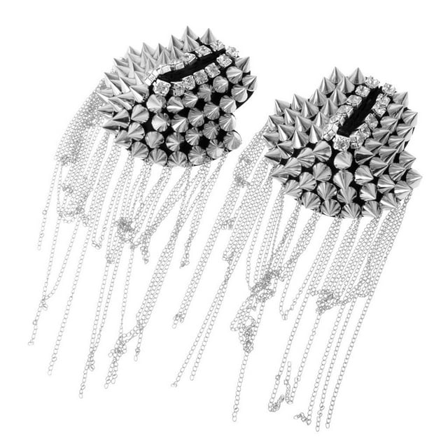 TISHITA 1 Paire Femmes Hommes Épaulette à Pompon en Cristal Rivet Épaule Planche Marque -