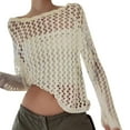 thumbnail image 2 of Dtydtpe Oversized Sweaters for Women, Womens Knit Top Long Sleeve Crochet Hollow Out Crewneck Sweater Tops Sweaters for Women, 2 of 9