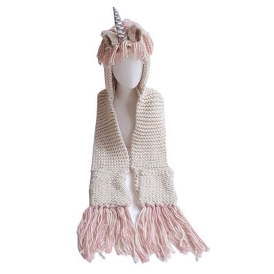 Baby Alpaca Wool Shawl KABOER Pragmatic Autumn Winter Children's Hat Unicorn Wool Scarf Shawl Tassel Warm Winter Baby Girls Cap ()