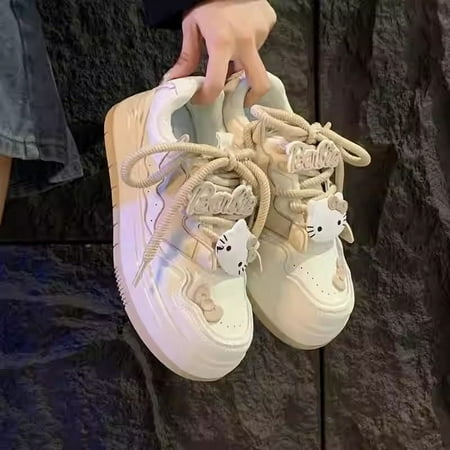 

Alex 2025 Original Hello Kitty Off-White Platform Sneakers Korean Style Casual Women s Shoes Versatile Skateboard Shoes for Students Trendy Everyday Footwear Comfortable Women s Sneakers
