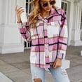 thumbnail image 4 of Lindreshi Shackets for Women 2025 with Pockets Women's Casual Plaid Turndown Button Coat Coat Cardigan Coat, 4 of 7