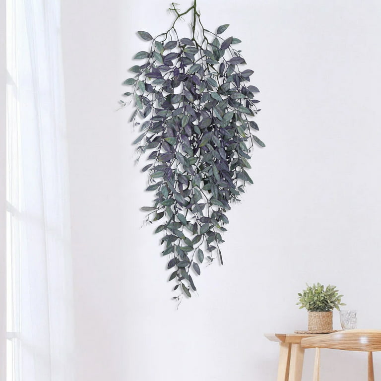 Waroomhouse Artificial Plant Vines Realistic Looking Vivid Color Clear  Veins Non-Fading Wide Application Decorative Plastic Pea Pod Leaves Fake  Wall