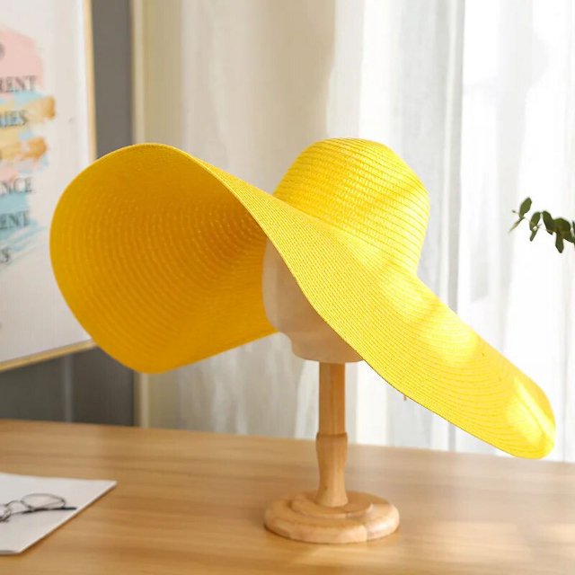 Sombrero de paja plegable con ala ancha para mujer, sombrero de paja con diseño de cúpula, colorido, a la moda, para vacaciones y playa, para verano