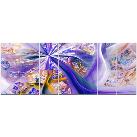 Design Art 'Purple Yellow Fractal Curves' Graphic Art Print Multi-Piece Image on