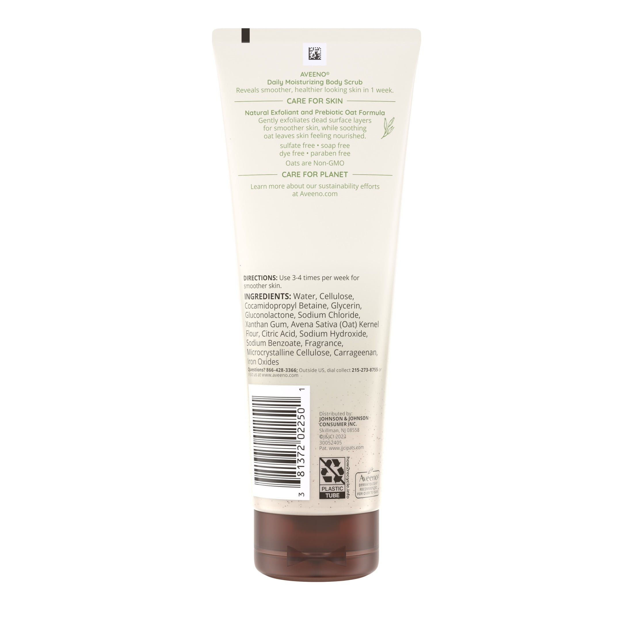 Aveeno Stress Relief Gentle Oat Exfoliating Bath and Body Scrub Soap-Free, 8 fl oz