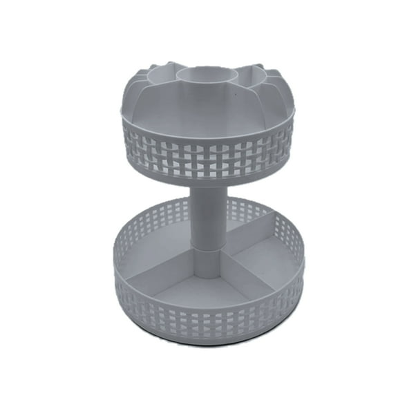 Thinkspace Beauty Brand Freestanding Rotating Beauty Organizer  with 17 Compartments to Hold Different Sized Items. Gray.