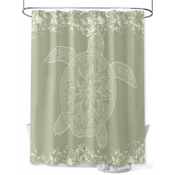 Shower Curtain Sage Green Turtle Bathroom Curtains with Hooks, Waterproof Fabric Ocean Marine Life Bath Shower Curtains Set for Bathroom Bathtubs Decor 36x72 Inch