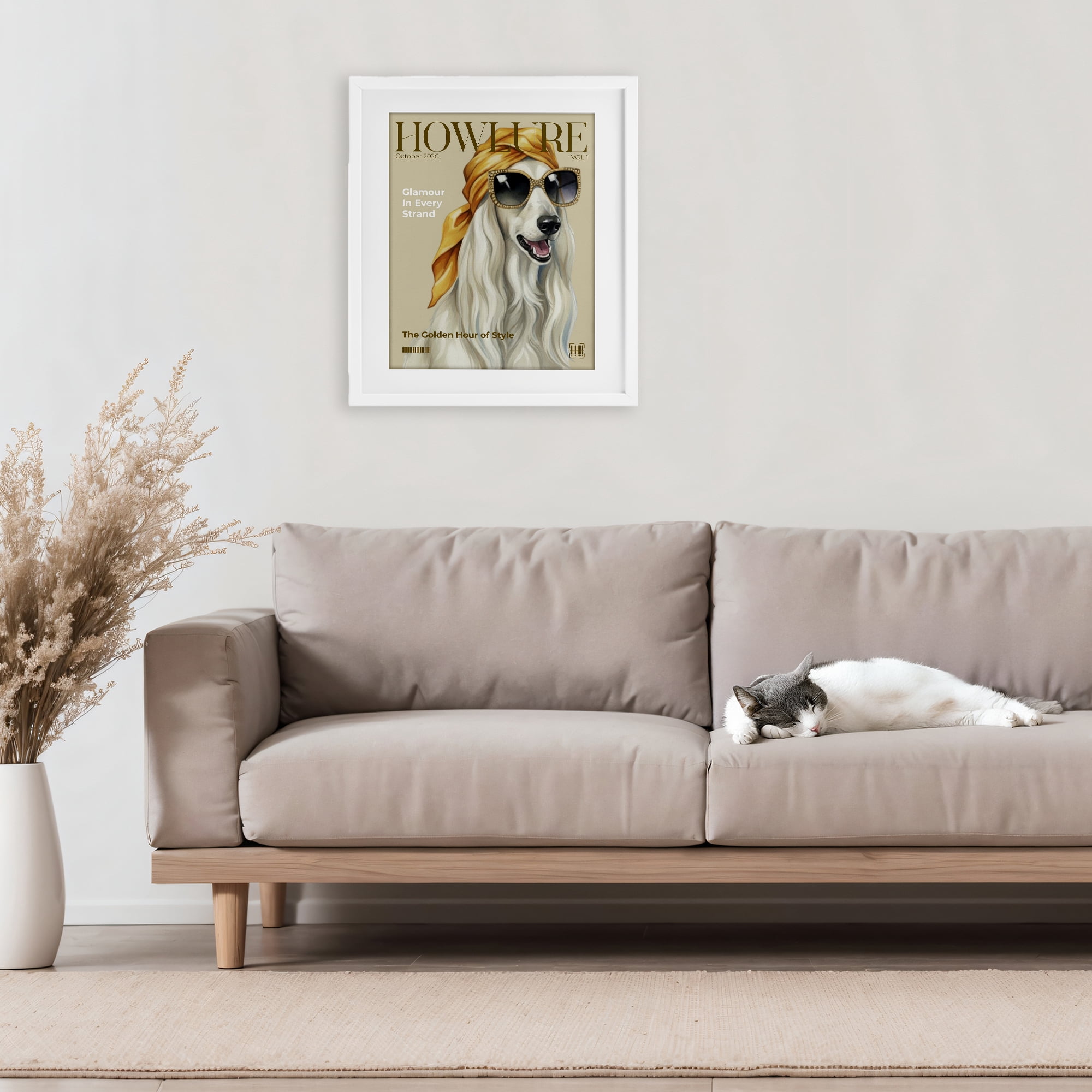Stupell Industries Howlure Dog Fashion Magazine White Framed Print Under Glass, design by A Barefoot Stylist