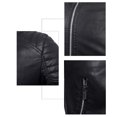thumbnail image 4 of Herrnalise Men's Fashion Casual Leather Long Jacket Sleeve Lapel Pocket Zipper Fitted Top Coat Black, 4 of 4