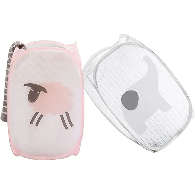 Cesta de lavandería plegable, bonita cesta de malla emergente con asas, organizador de ropa sucia/bolsa de almacenamiento de juguetes para dormitorio, habitación de niños, universidad