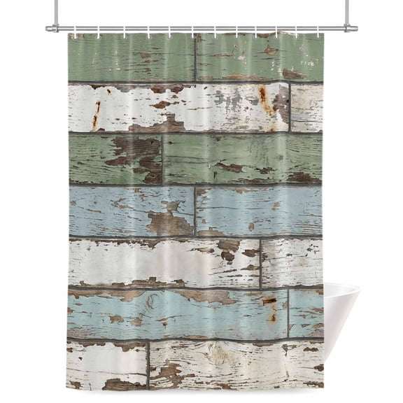 Retro Shower Curtain, Farmhouse Rustic Cottagecore Nature Wood Grain Waterproof Shower Curtain Set with 12 Hooks Lightweight Bath Curtains Fabric Bathroom Decor 36x72 Inches