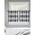 thumbnail image 5 of Blue Brown Plaid Tier Curtains 24 Inch Length,Sheer Curtains for Bedroom Living Room Window Modern Abstract Striped Gingham Checked Small Half Window Kitchen Curtains & Drapes 27.5"x24" 2 Panels, 5 of 6