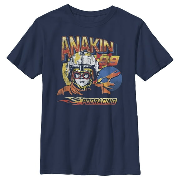 Boy's Star Wars: The Phantom Menace Podracing Anakin 99  Graphic Tee Navy Blue Small