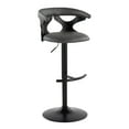 thumbnail image 4 of LumiSource Black Wood, Black Metal, Grey PU Gardenia Adjustable Barstool - Set of 2, 4 of 6