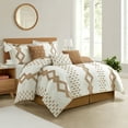 thumbnail image 3 of Lanco 7 Piece White Taupe Comforter Set, King Size， All Season Geometric Pattern Bedding Set, Matching Bed Skirt, Pillows & Shams, 3 of 7