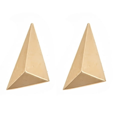 Solid Triangle Earrings - 10kt Solid Yellow Gold Earrings In A Unique Triangle Design With Double-Notch Post