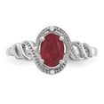 thumbnail image 5 of 10K White Gold Ring Band with Stones (07) July Ruby Oval Red Diamond Round, Size 6, 5 of 5
