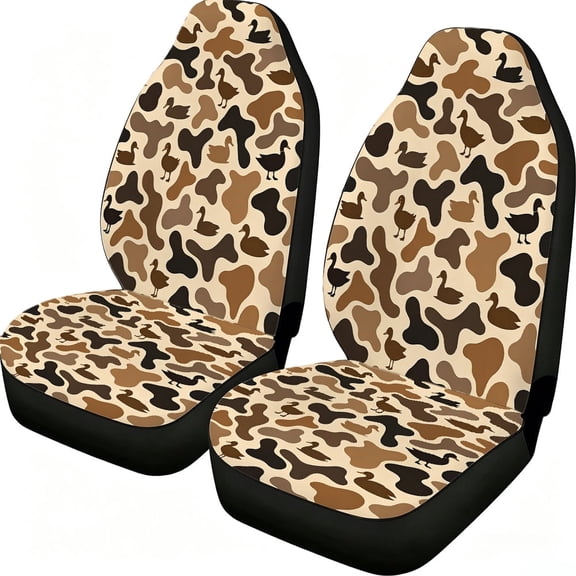 Verolix 2-Piece Hunting Camouflage Car Seat Covers, Duck Camo Mesh Fabric Front Seat Protectors for Cars, Vans and Trucks, Outdoor Adventure Style