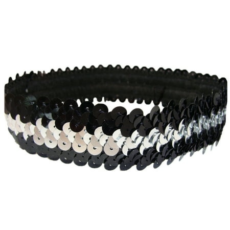 Kenz Laurenz Sequin Headband Girls Headbands Sparkly Hair Head Bands Black