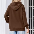 thumbnail image 5 of Women's Fashion Oversized Drop Shoulder Long Sleeve Sweatshirt Solid Color Hooded Sweatshirt for Casual Wear,Coffee,M, 5 of 6