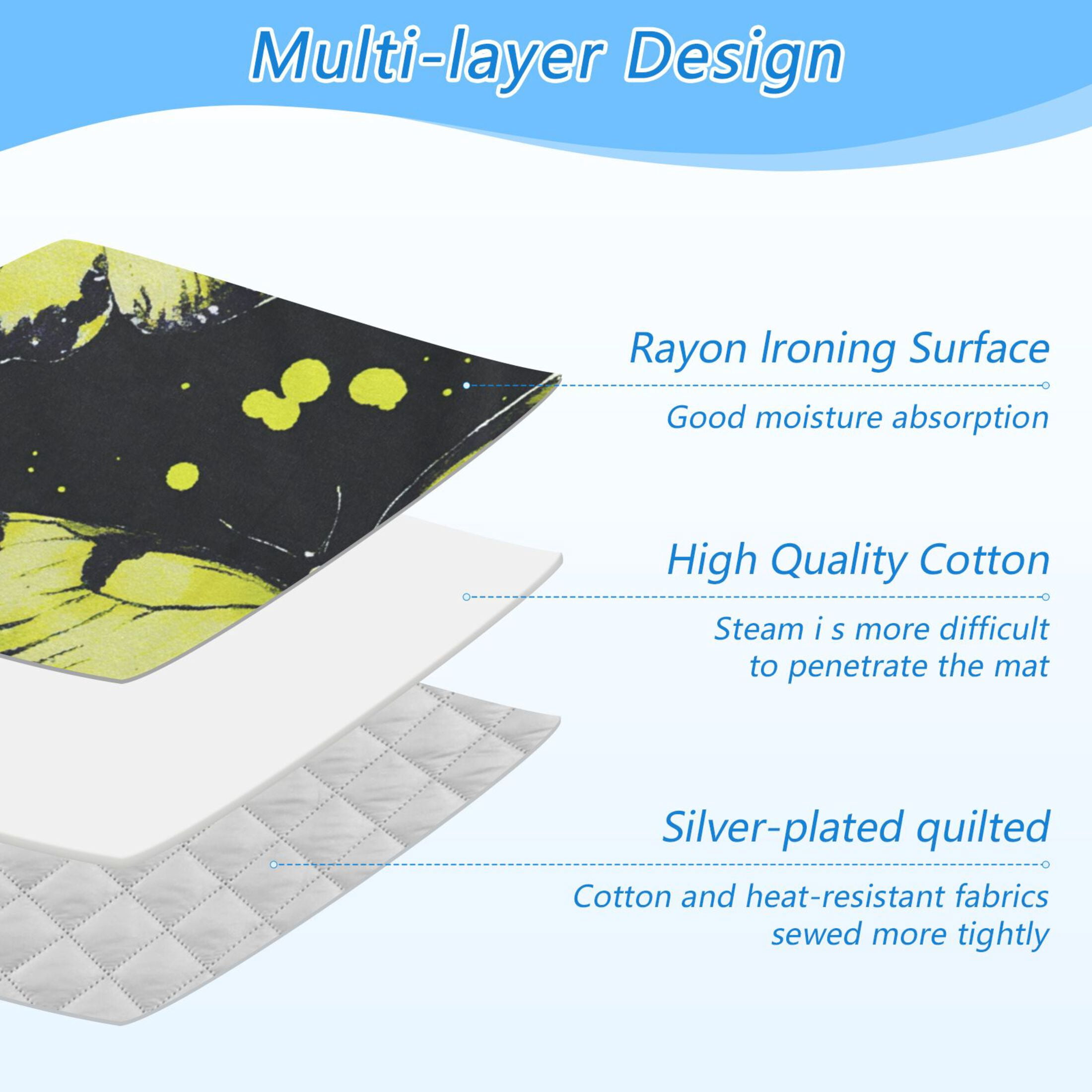 Yellow Butterflies on Black Ironing Mat Blanket for Table Top Travel Portable Ironing Board Pad 47.2x27.6 Inch