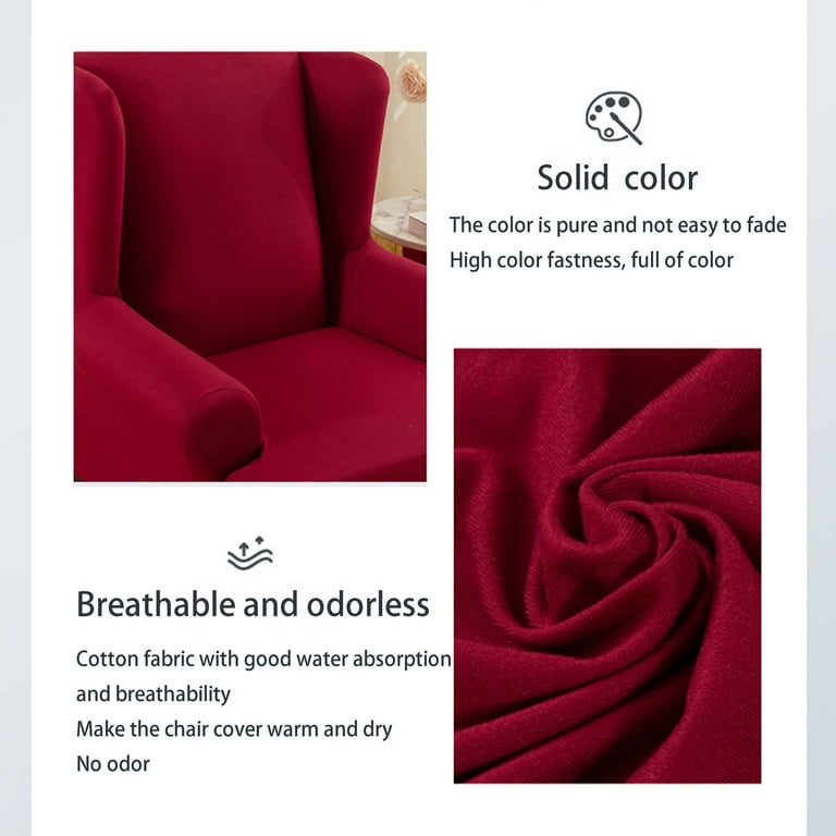 Wingback Chair Slipcover Stretch Wing Chair Covers Slipcover 2 Piece Solid Color Wing Back Chair Covers With Arms For Living Room Bedroom Haze
