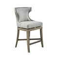 thumbnail image 3 of Upholstered Dining Chair, Modern Counter Stool with Solid Rubber Wood Legs, Swivels 360 Degree Chairs for Home Kitchen Living Room, Light Grey, 3 of 7