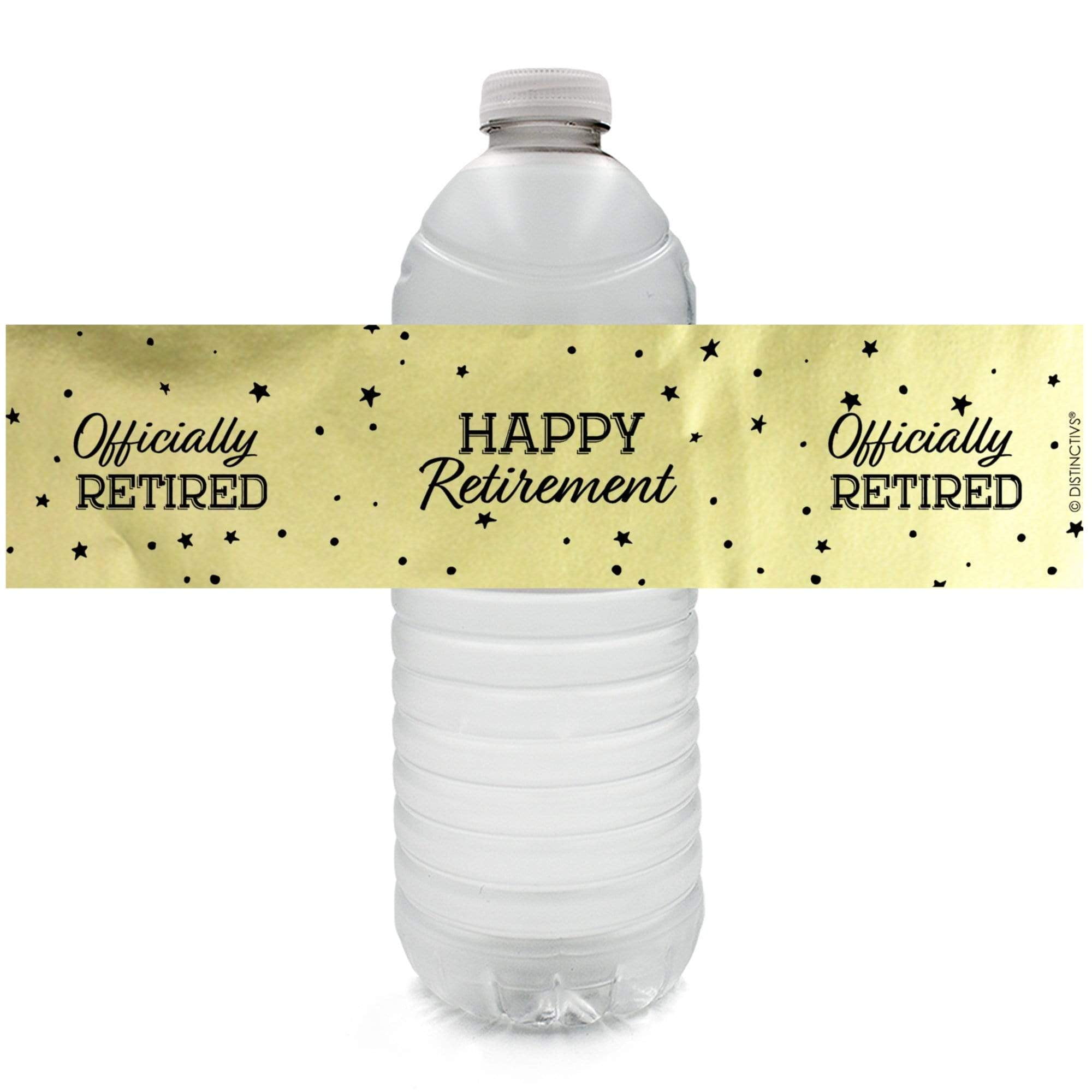 Black and Gold Retirement Party Favor Water Bottle Labels on Shiny Foil - 24 Count - Distinctivs ...