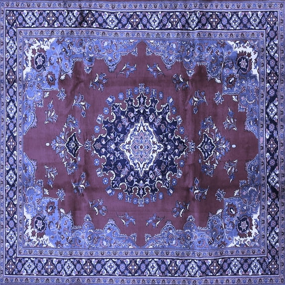 Ahgly Company Indoor Square Medallion Blue Traditional Area Rugs, 3' Square