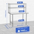 thumbnail image 4 of HOBLOC Stainless Steel Table with Overshelves, 30" X 24" Commercial Work Table with Double 30" X 12" Shelves, Metal Kitchen Prep Table & Shelving Combo, 4 of 9