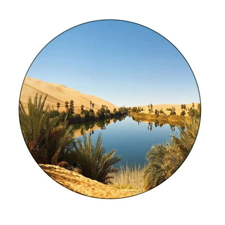 

Summer Sand Round Table Cover Waterproof Table Cloth Round Fitted Tablecloth with Elastic Edged for Parties Indoor Outdoor Decor 50 -54