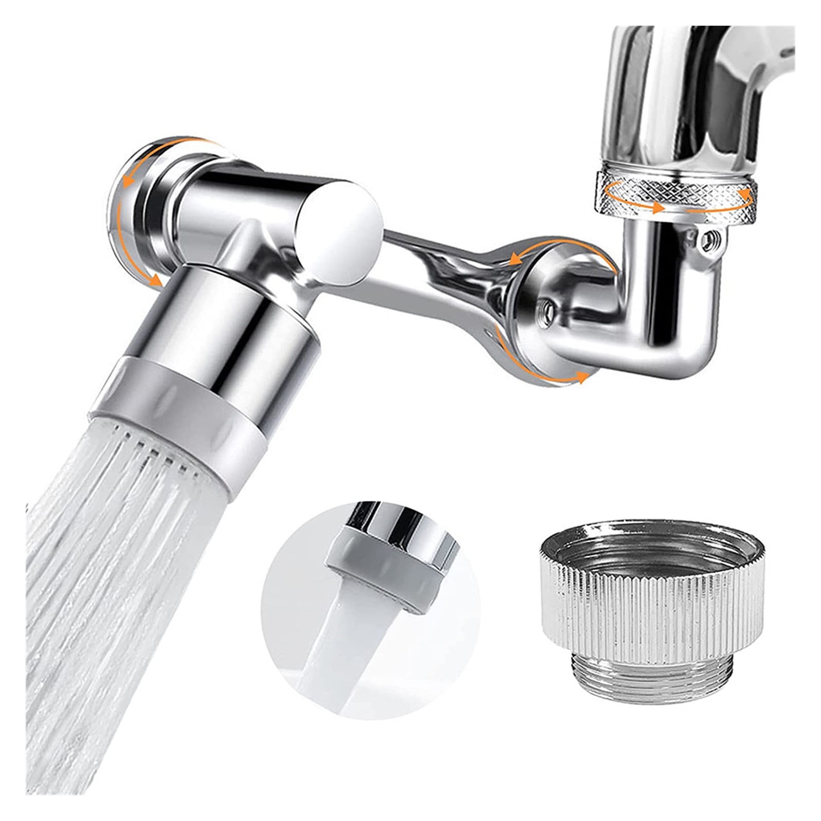 Universal 1080° Rotation Extender Faucet Aerator Plastic Splash Filter Kitchen Washbasin Faucets Bubbler Nozzle Robotic Arm ,Water Saving