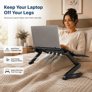WorkEZ Best Adjustable Aluminum Laptop Stand and Lap Desk for Bed, Couch and Desk with Mouse Pad, Black