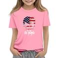 thumbnail image 2 of Amidoa Girls Short Sleeve Graphic Summer Independence Day Crewneck T Shirts Kids Casual Tops Pink Size 4T, 2 of 5
