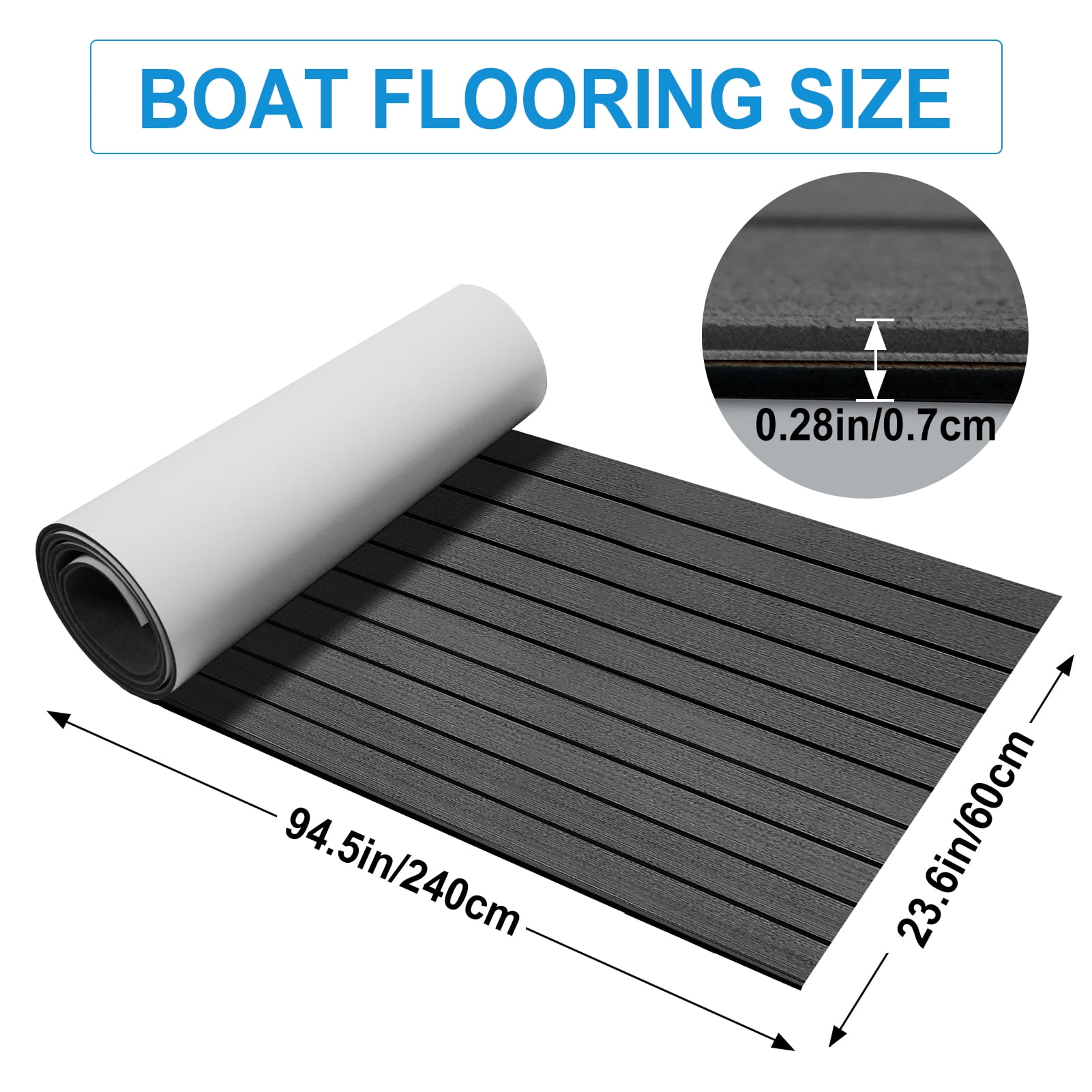 EVA Foam Boat Decking Sheets 15" x 94" - 7mm Thick Non-Slip Faux Teak Marine Flooring Mat for Kayak RV Yacht Motorboat Skateboard Skimboard Step Pool Garden