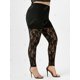 thumbnail image 3 of Leggings Ajustados de Cintura Alta con Encaje de Flor Rosegal Leggings de talla grande, 3 of 5