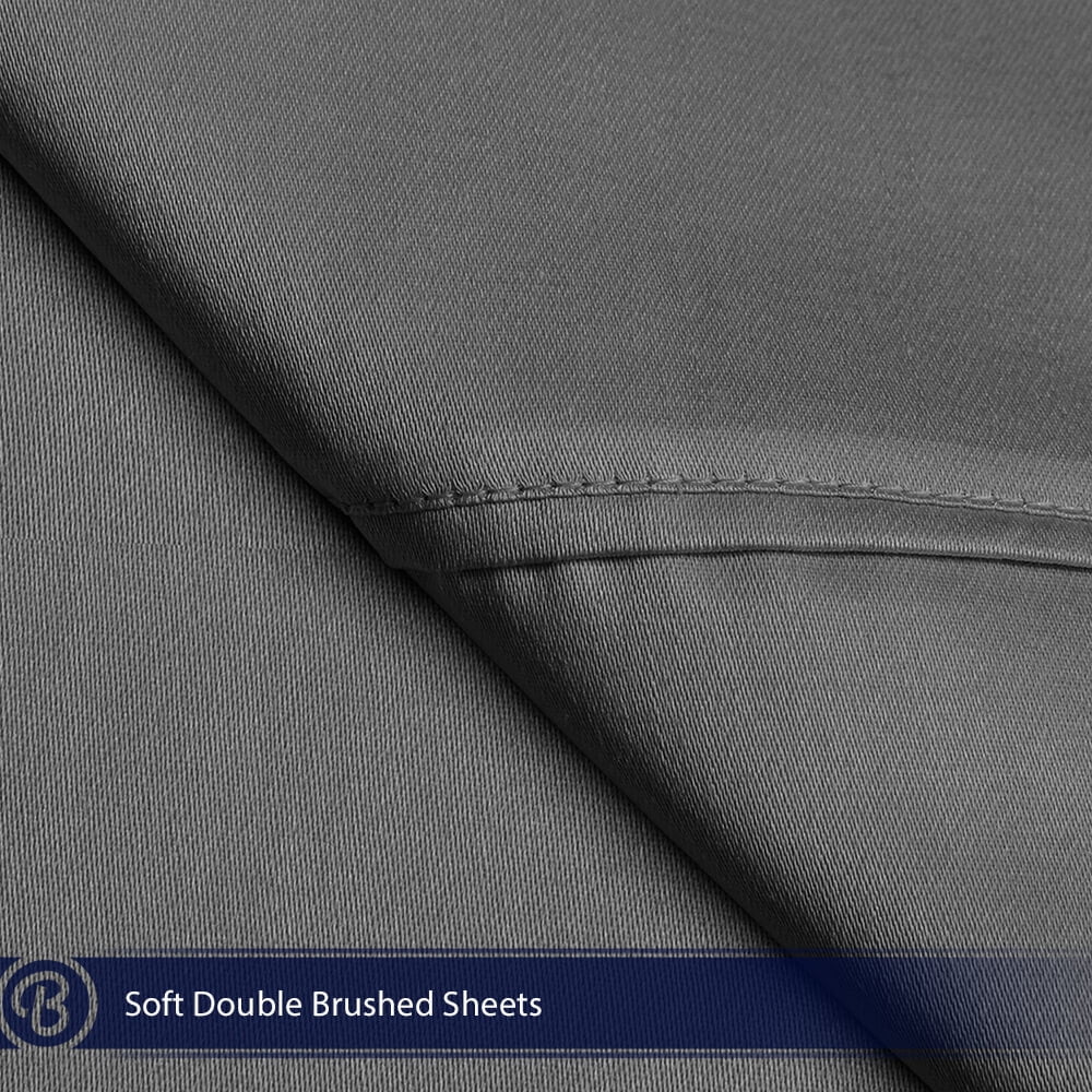 Bare Home Flat Top Sheet, Microfiber, Wrinkle Resistant, Twin/Twin XL, Gray, 2 Pack