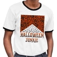 thumbnail image 2 of Halloween Junkie Bats Ringer Tee Shirt Unisex Large White/Black, 2 of 5