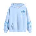 thumbnail image 4 of Posijego Girls Cute Hoodies Bow Print Valentine's Day Pullover Hooded Sweatshirts Long Sleeve Tops with Pocket, 4 of 7