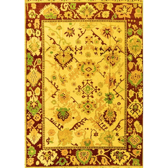 Ahgly Company Machine Washable Indoor Rectangle Abstract Yellow Modern Area Rugs, 2' x 3'