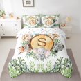 thumbnail image 2 of Castle Fairy Kids Zebra Elephant Fox 7-Piece Twin Bedding Sets,Monogrammed Letter Bedding Comforter Set,Botanical Plants Breathable Sheet Sets,Lightweight Room Decor, 2 of 8
