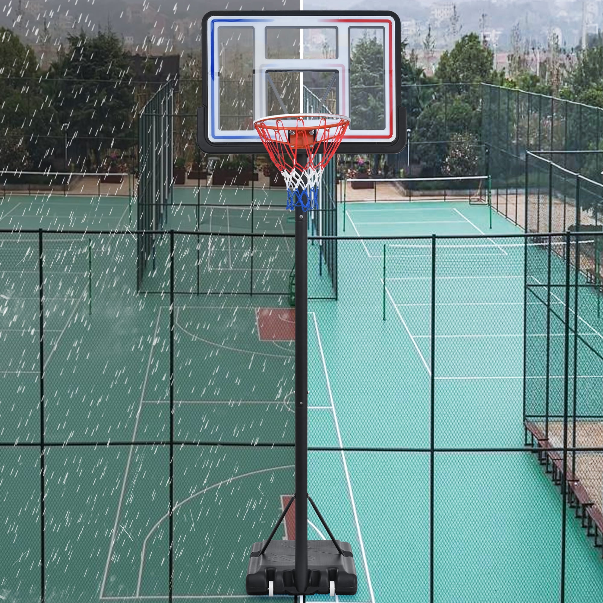 YYAo Portable Basketball Hoop Basketball System 4.76-10ft Height Adjustable for Youth Adults LED Basketball Hoop Lights, Colorful lights, Waterproof,Super Bright to Play at Night Outdoors YYAo Portable Basketball Hoop Basketball System 4.76-10ft Height Adjustable for Youth Adults LED Basketball Hoop Lights, Colorful lights, Waterproof,Super Bright to Play at Night Outdoors