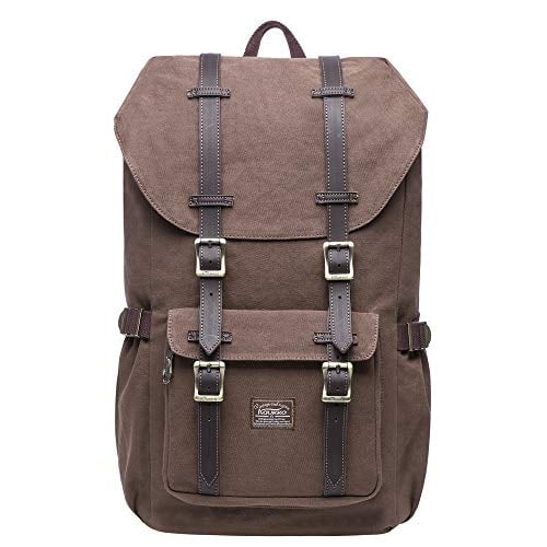 Travel Laptop Backpack, Outdoor Rucksack, School backpack Fits 15.6"(Canvas Coffee)