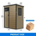 thumbnail image 6 of Dextrus 5x3FT Outdoor Storage Shed with Windows, Floor, Lockable Doors, Waterproof Plastic, Brown, 6 of 8