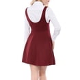 thumbnail image 3 of MODA NOVA Junior's Overall Pinafore Dress Button Decor Above Knee Suspender Skirt, 3 of 7
