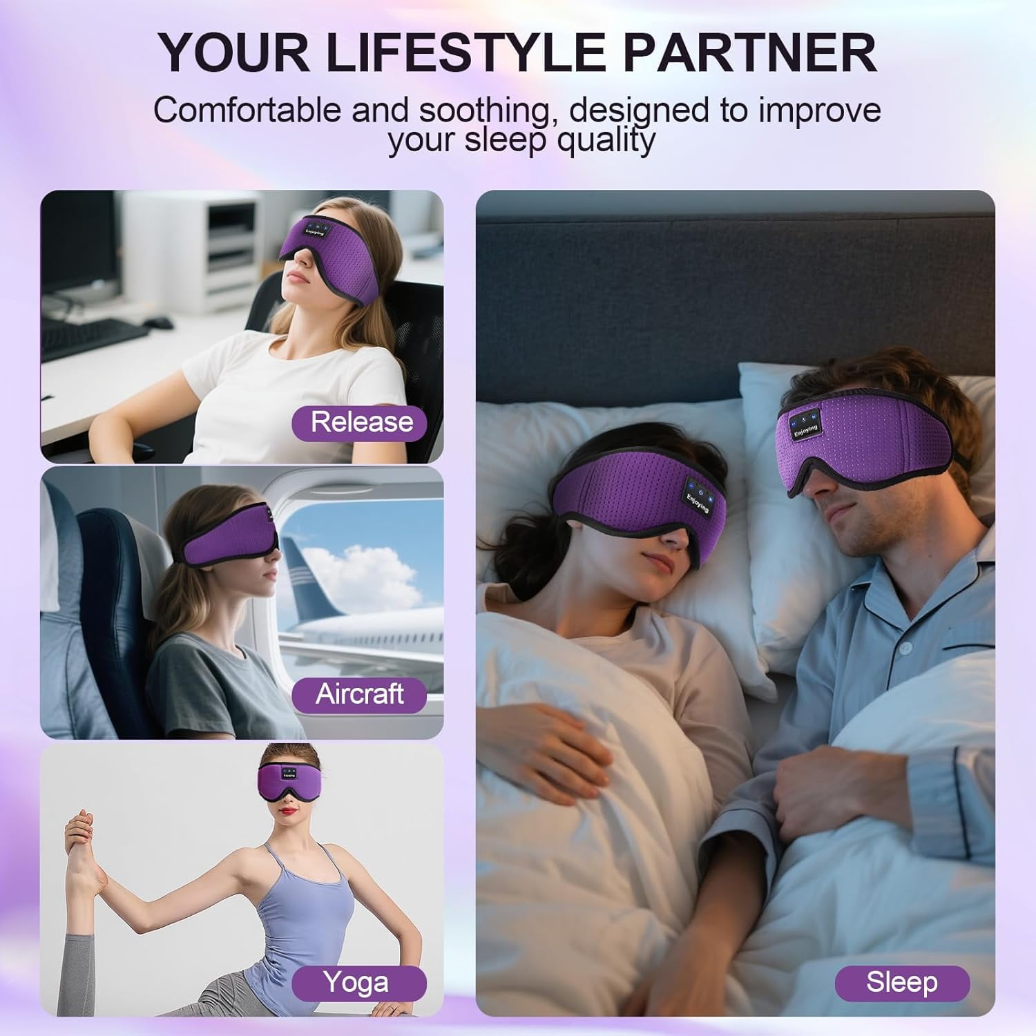 CCNZZITSHT Sleep Headphones, Sleep Mask Bluetooth Wireless Music Eye Mask, Sleeping Mask for Side Sleepers Sleep Mask with 3D Bluetooth Headphones Ultra-Thin Stereo Speakers Perfect for Sleeping