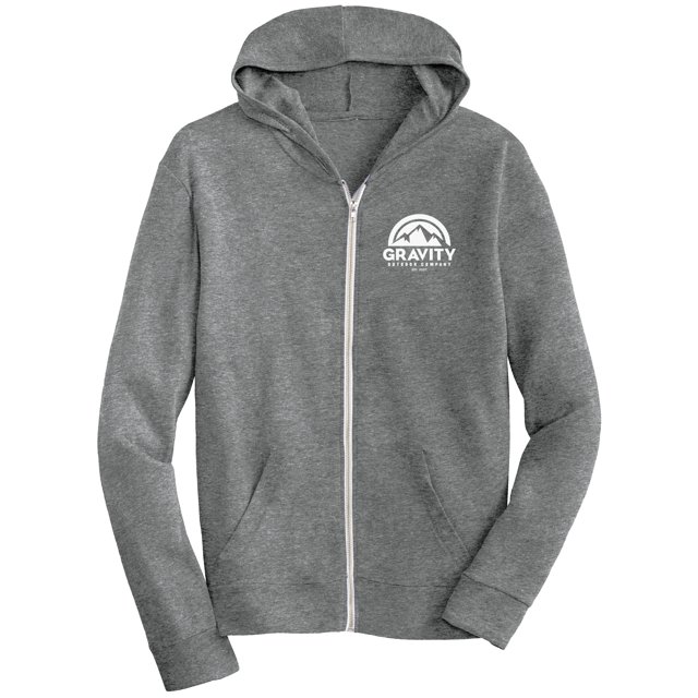 Gravity Outdoor Co. Eco-Jersey Sudadera con capucha - Logotipo blanco - Eco Gray - 2X-Large Gravity Outdoor Co. Chaqueta